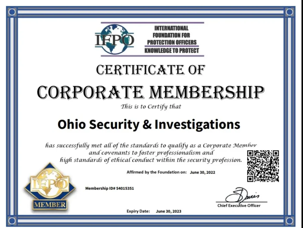 IFPO Membership - Ohio Security & Investigations