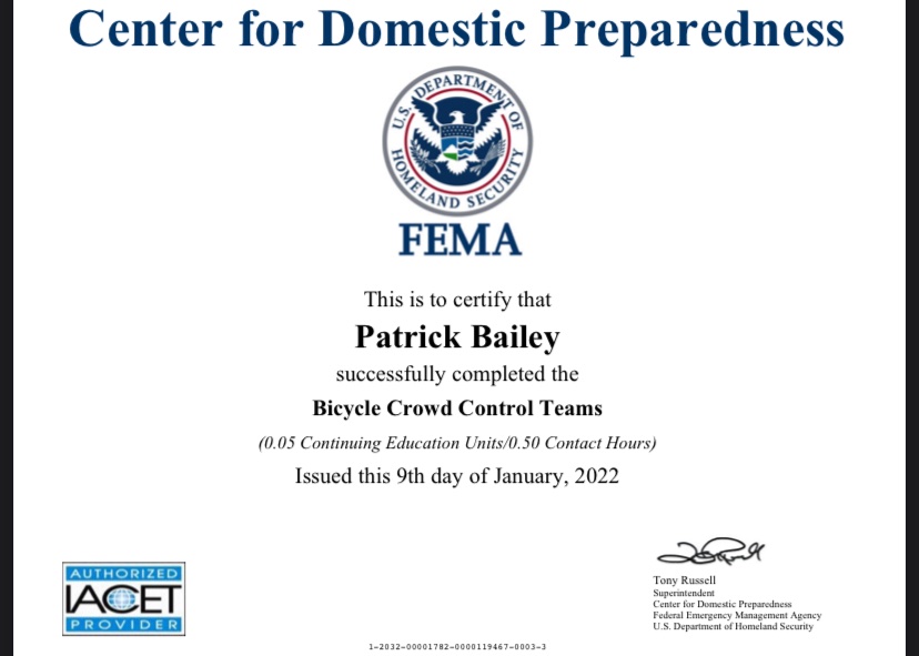 FEMA BICYCLE CROWD CONTOL TEAMS-MOBILE SECURITY PATROL OFFICERS