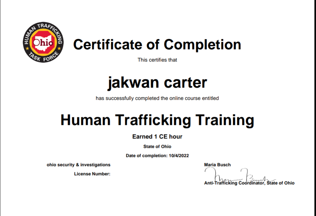 Ohio Human Trafficking Training